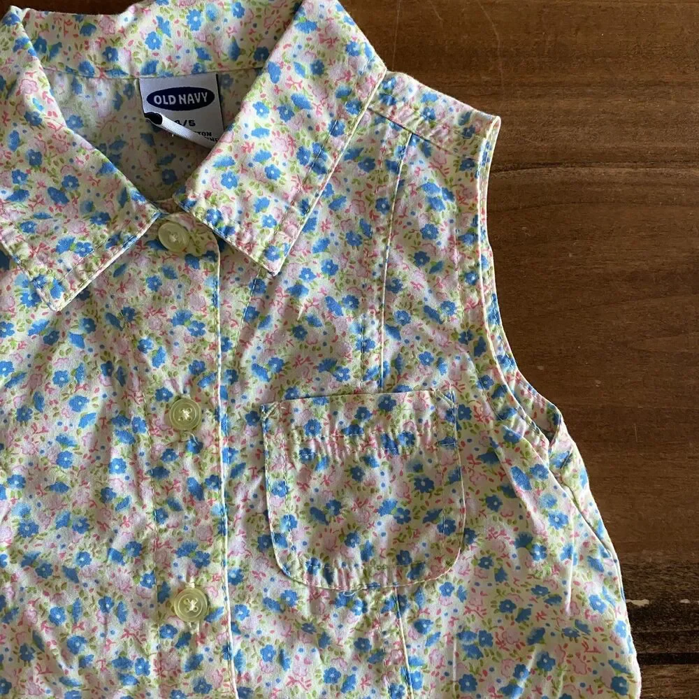 Old Navy Vintage Floral Button-up Dress Girls' 4/5